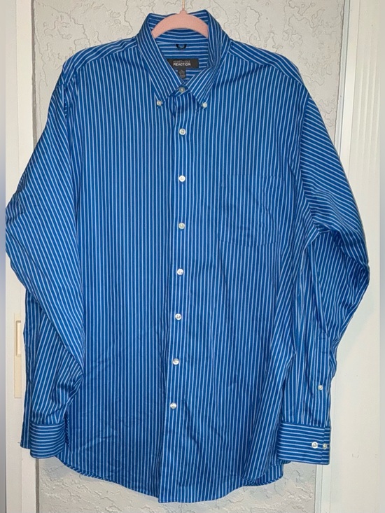 Kenneth Cole Other - Kenneth Cole Reaction Regular Fit Blue and White Vertical Stripe Dress Shirt